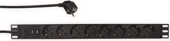 Produktbild LogiLink Steckdosenleiste CEE7/3 + 2 USB, mit Ü-Schutz (8 x, CEE 7/3, 2 m)