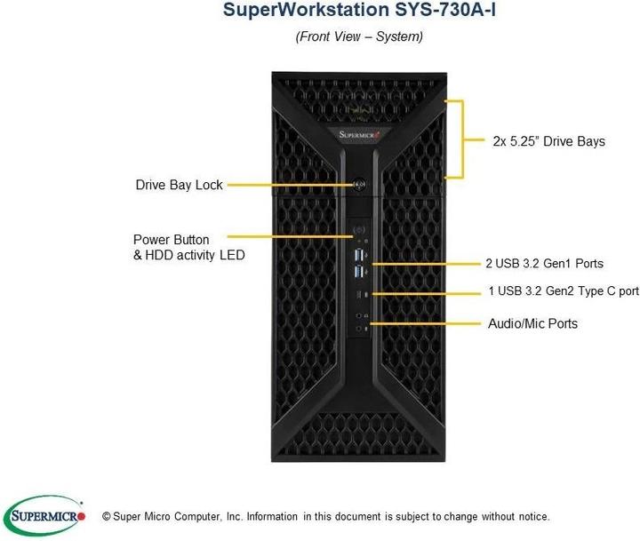 Immagine prodotto Supermicro Super Workstation Barebone SYS-730A-I