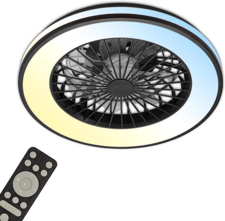 Briloner CCT Deckenleuchte mit Ventilator, schwarz (5300 lm)