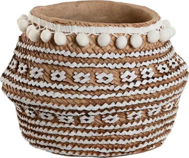Esprit Blumentopf Home Weiss Braun Beige Hellbraun Zement Tropical 25 x 25 x 18 cm (25 cm)