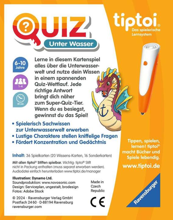 Image du produit Ravensburger tiptoi 00192 Quiz sous l'eau, jeu de quiz pour les enfants à partir de 6 ans, pour 1-4 joueurs (Allemand)