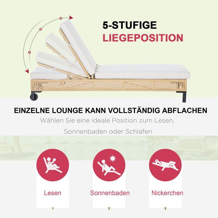 Actual product image Swisshandel24 Garden furniture sun lounger garden lounger with cushion 3-stage adjustable rattan lounger steel (200 cm)