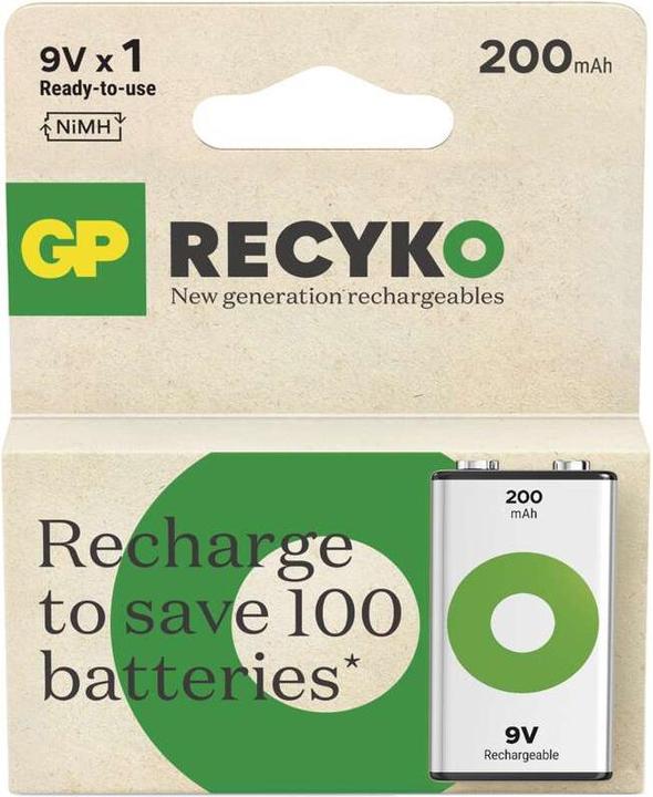 Actual product image GP Batteries ReCyko (1 pcs., 9V Block, 200 mAh)