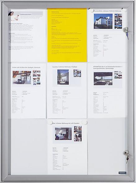 Actual product image eurokraft pro Showcase with hinged door (Magnet board, Bulletin board, 74.5 x 100.5 cm)
