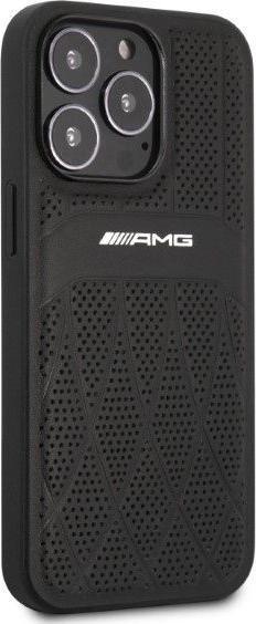 Actual product image Mercedes AMG AMHCP13LOSDBK iPhone 13 Pro / 13 6.1" czarny/black hardcase Leather Curved Lines (Apple iPhone 13, Apple iPhone 13 Pro)
