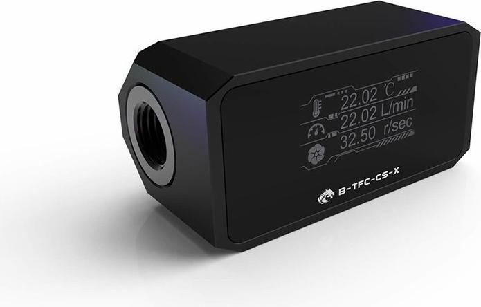 Actual product image Bykski B-TFC-CS-X Digital Flow Sensor with OLED Display - Black