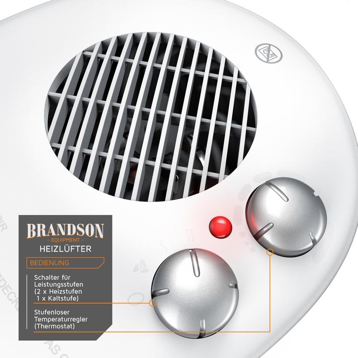 Produktbild Brandson Heizlüfter 2000 W, einstellbarer Thermostat, Fan Heater mit 3 Leistungsstufen, Badezimmer Heizung (2000 W)