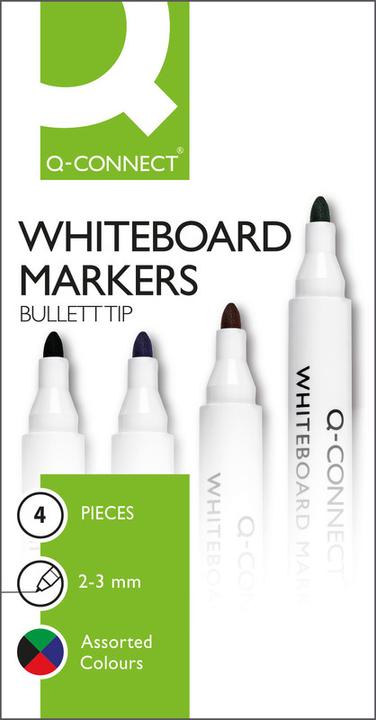 Image du produit Q-Connect Marqueurs pour tableau blanc (Multicolore, 2 mm, 4 x)