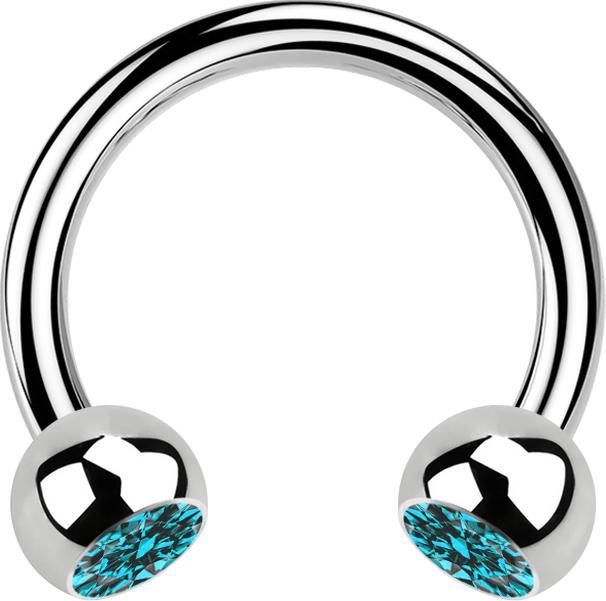 Immagine prodotto Star Piercing Micro Circular Barbell argento con due sfere di cristallo acqua (Acciaio chirurgico 316L, senza ottone)