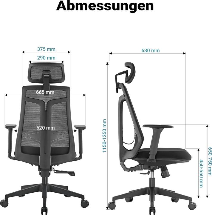 Image du produit Wiltec Chaise de bureau ergonomique