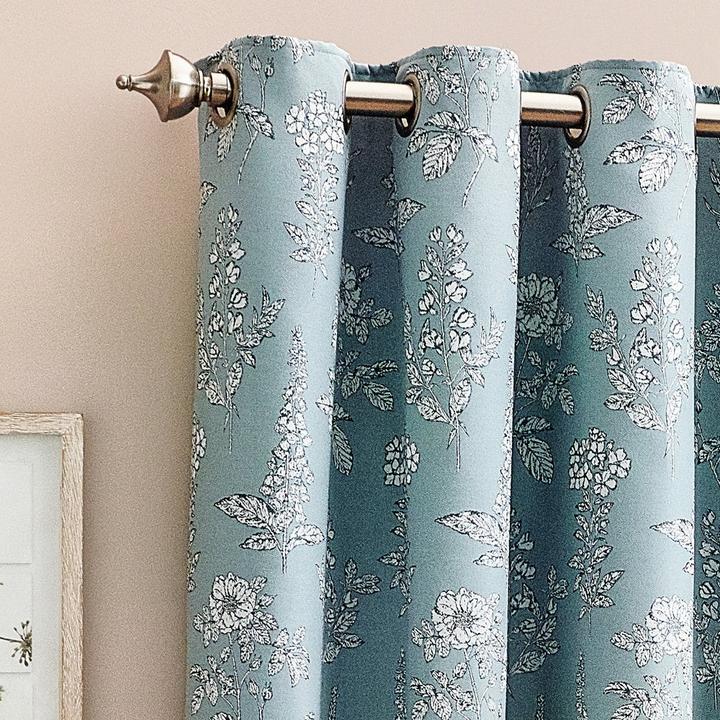 Actual product image Wylder Nature Sophia Jacquard Floral Eyelet Curtains (168 x 183 cm)
