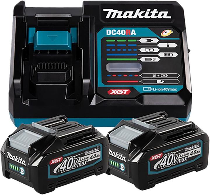 2x Makita BL 4040 Akku 40 V max. 4,0 Ah XGT Li-Ion Akku (191B26-6), 1x Makita DC 40 RA Schnell Ladegerät XGT LXT (191E07-8)