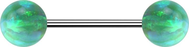 Image du produit Star Piercing Micro Barbell argent avec deux boules opales vertes (sans laiton, Acier chirurgical 316L)