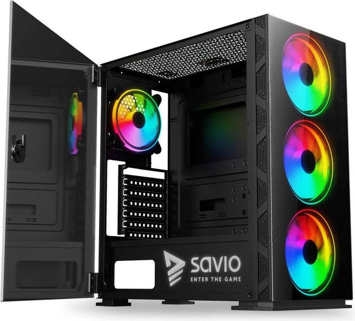 Actual product image Savio PC Case Prime X1 ARGB Glass Black (ATX, mATX, Mini-ITX)