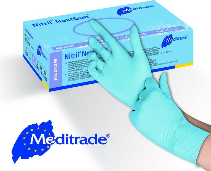 Actual product image Meditrade Nitrile disposable gloves NextGen®, blue, PU 10 dispenser boxes à 100 pcs, size S (S)