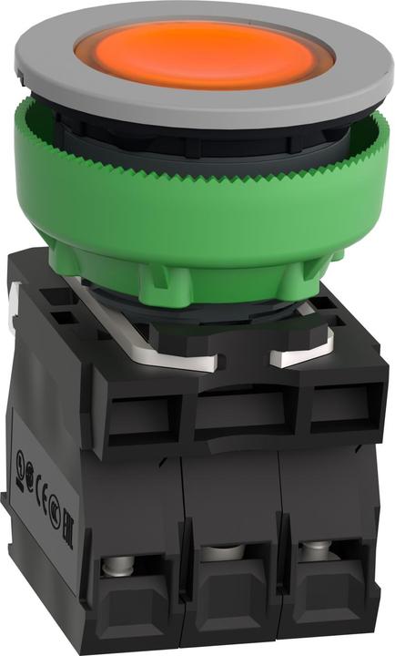 Produktbild Schneider Electric Leuchtdrucktaster kompl Flush Kunstst or 30mm 230V IP69K
