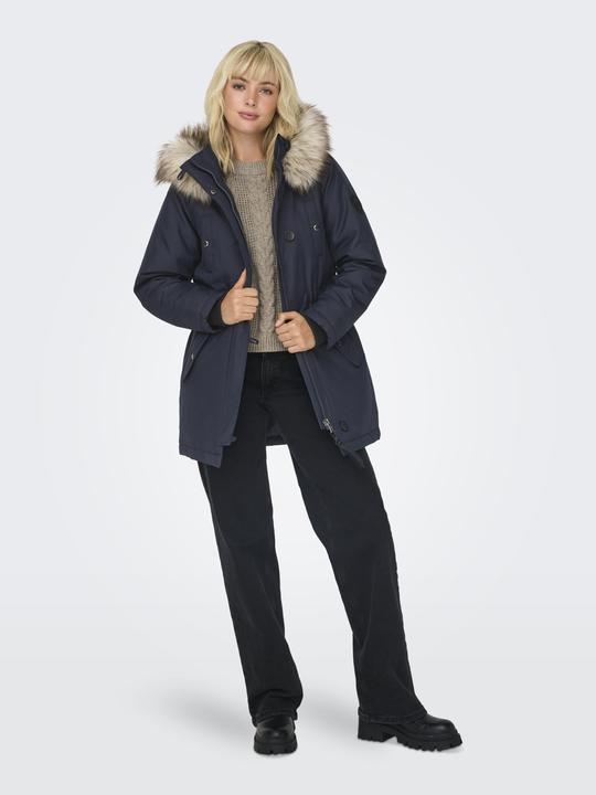 Produktbild Only Kapuze mit abnehmbarem Kunstfell-Rand Gerippte Ärmelbündchen Parka Langer Parka (S)