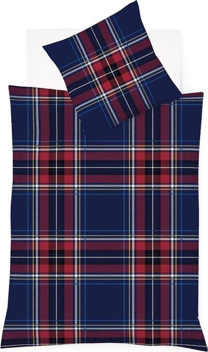 Produktbild Traumschlaf Feinbiber Bettwäsche Aspen Karo navy rot (Bettwäsche Set, 155x220 cm + 80x80 cm)