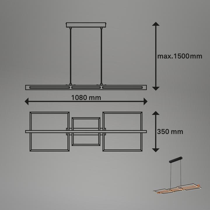 Immagine prodotto Briloner Lampada a sospensione LED, nero/legno, LED / 36W