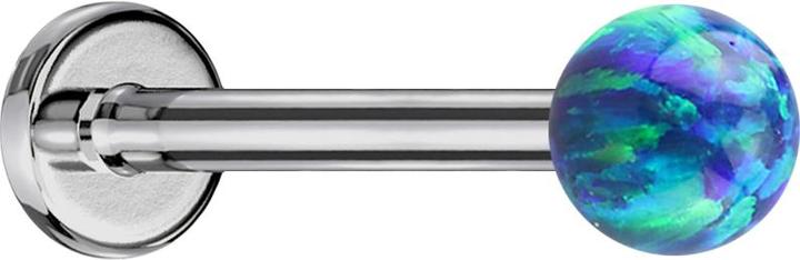 Star Piercing Micro Labret silber mit Kugel Opal blau (ohne Messing, Titan G23)