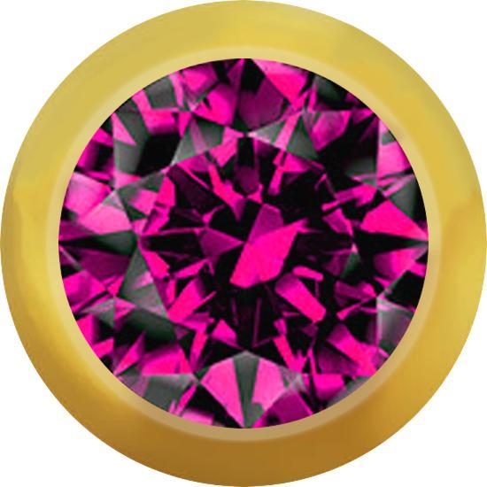 Star Piercing Micro Kugel vergoldet mit Kristall fuchsia (ohne Messing, Chirurgenstahl 316L)