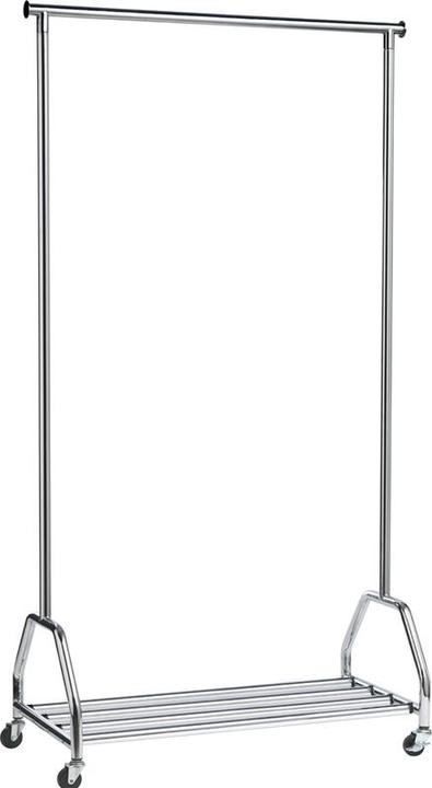 Actual product image Unilux GROOM clothes rack, silver mobile row coat rack, with castors and luggage rack