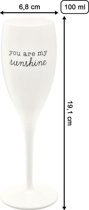 Actual product image Koziol Champagne glass 100 ml with print CHEERS No. 1 SUNSHINE (10 cl, 1 Glasses, Champagne glasses)