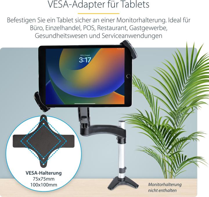 Immagine prodotto StarTech COM Supporto tablet VESA per braccio monitor - Supporto tablet antifurto per 20,06-31,75c