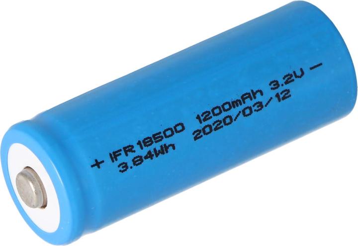 Actual product image EIZfan Battery IFR 18500 LiFePo4 Button Top with head unprotected (18500, 1200 mAh)