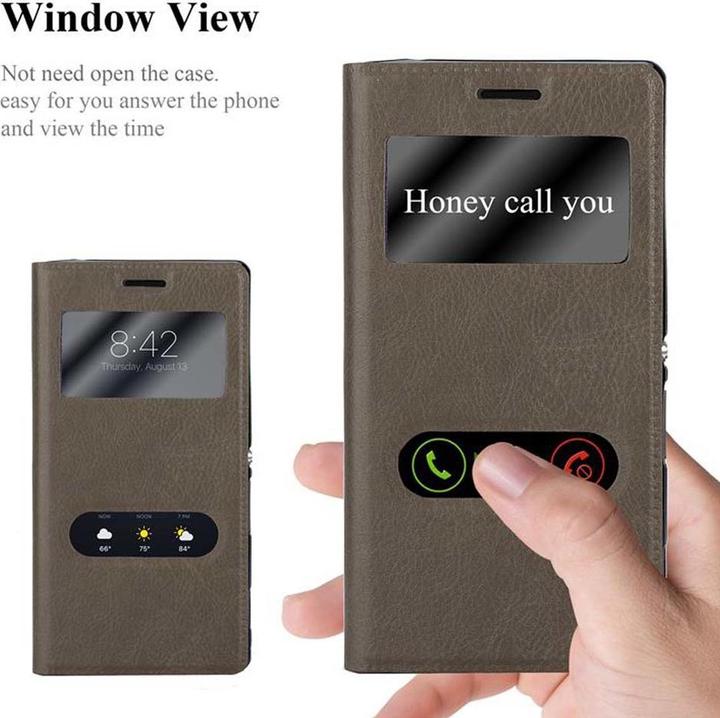 Actual product image Cadorabo Book with View double window cover (Sony Xperia M2, Sony Xperia M2 Aqua)