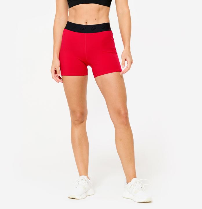Domyos Shorts Damen hoher elastischer Taillenbund - rot (S)