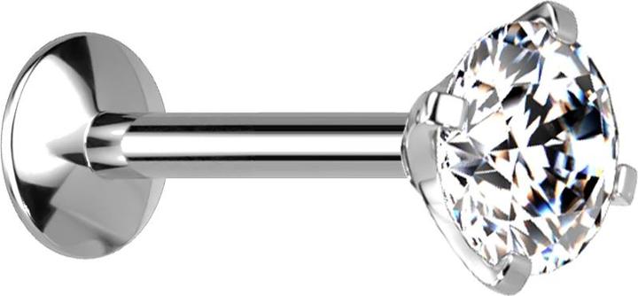 Star Piercing Micro Innengewinde Labret UFO silber mit Kristall silber gefasst (ohne Messing, Titan G23)