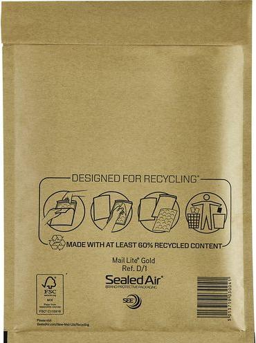Immagine prodotto Sealed Air Busta Mail Lite D/1 Gold senza finestra 200 mm x 270 mm striscia peel-off (10 x)