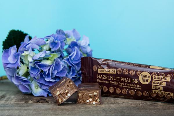 Actual product image Rhythm 108 Deeelicious Swiss Dark Chocolate Hazelnut Praline Bar Bio (33 g)