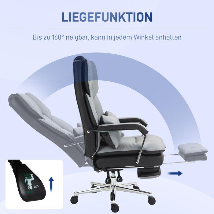 Produktbild Swisshandel24 Bürostuhl mit Wippfunktion, bis 180kg, ergonomisch, 160° neigbarer Rückenlehne, Kunstleder, Hellgrau