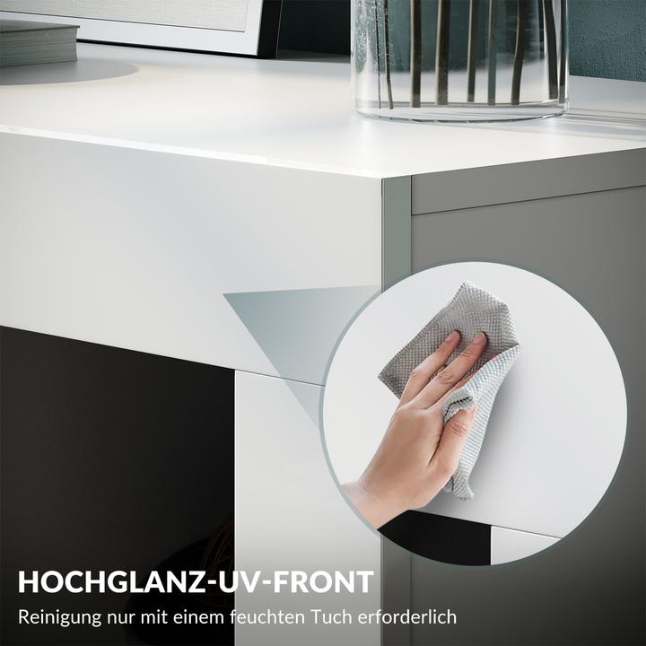 Immagine prodotto SONNI Credenza, mobile da cucina con illuminazione a LED (regolabile in 12 colori), bianco, lucido, sto