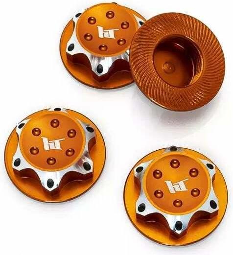 Immagine prodotto Hobbytech Dadi ruota in alluminio 17 mm arancione, 4 pezzi, 1:8