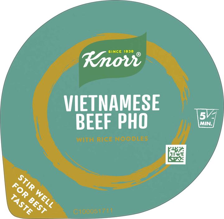 Actual product image Knorr Vietnamese Beef Pho with Rice Noodles Cup, Asian Vietnamese Instant Rice Noodles Snack (60 g)