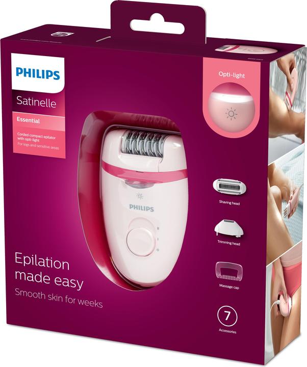 Image du produit Philips Épilateur compact à fil BRE285/00 Satinelle Essential Baltas/Rožinė, à fil