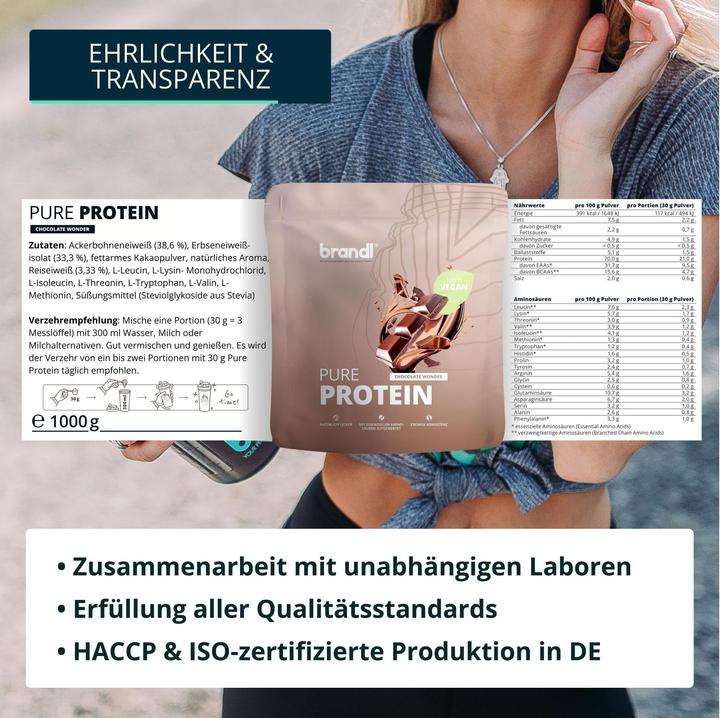 Produktbild Brandl-Nutrition Pure Protein Vegan (Schokolade, 1 Stk., 1000 g)