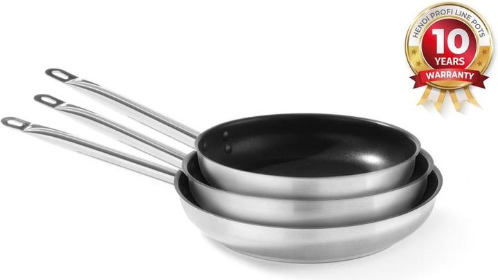 Productafbeelding Hendi Roestvrijstalen koekenpan 320x55 mm met antiaanbaklaag (32 cm, Kookpotten en pannenset, Roestvrij staal)