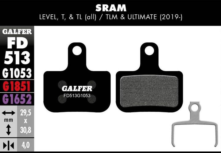 Actual product image Galfer Bike Standard brake pads (SRAM, Avid, Organic (Resin))