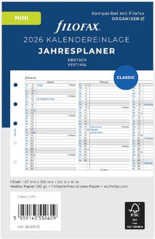 Nutritional values and ingredients Filofax MINI YEAR PLANNER 2026