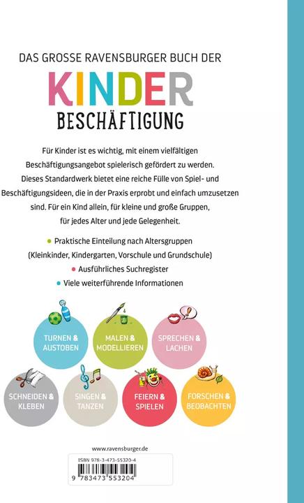 Actual product image Ravensburger Das grosse Buch der Kinderbeschäftigung (German, Doris Rübel, 2018)