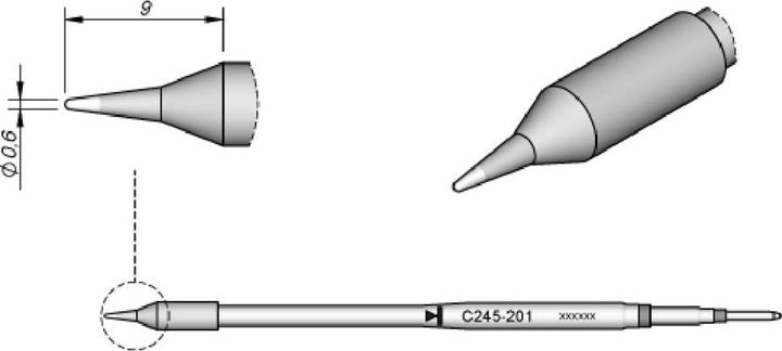 Produktbild JBC Lötspitze Serie C245, Rundform, C245201/Ø 0,6 mm, gerade, 20 mm länger (Lötspitze)