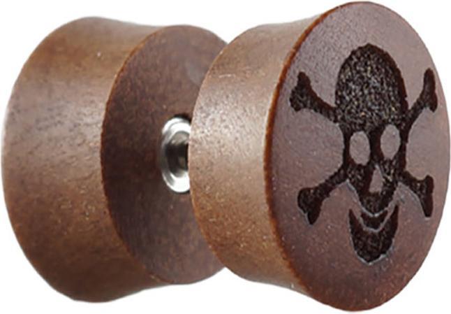 Immagine prodotto Star Piercing Tappo falso in legno Sawo con teschio (senza ottone, Organico)