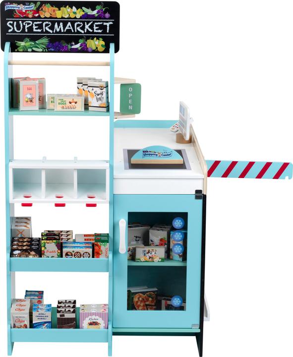 Productafbeelding Theo Klein 9391 Stand de supermarché en bois (MDF) I Stand de supermarché innovant, avec caisse enregistreuse