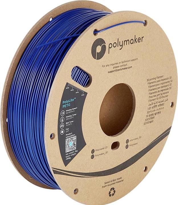 Actual product image Polymaker PB01020 PolyLite Filament PETG heat resistant, high tensile strength 2.85 (PETG, 2.85 mm, 1000 g, Blue)