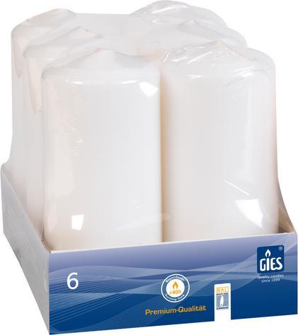 GIES Stumpenkerzen PROFI-Line weiss 58 x 130 mm (6 Stk.)