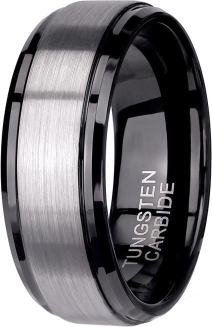 Produktbild Star Piercing Ring schwarz mittig gebürstet (Wolfram, ohne Messing)